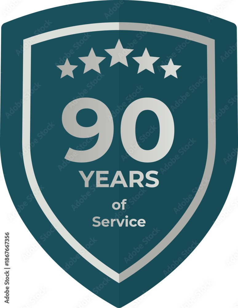 Ninety Years Of Service Shield Badge Icon