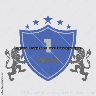 One Year Of Service Lion Shield Badge Icon