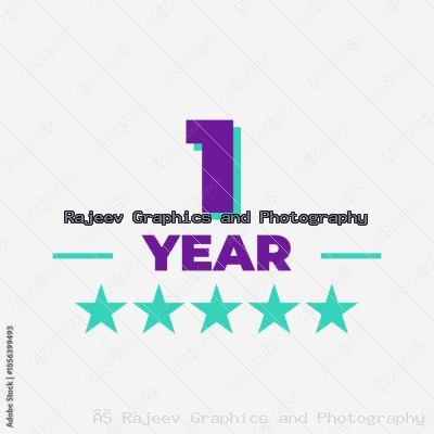 One Years Anniversary Badge With Five Stars Purple And Teal Modern Vector Icon