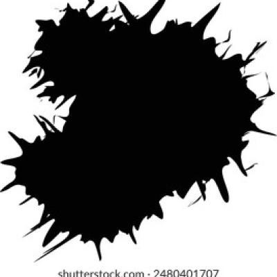 Oval Black Ink Splash with Torn Edges