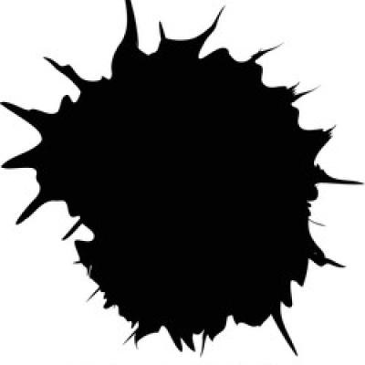 Round Black Ink Drop with Spiky Rays
