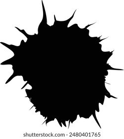 Round Black Ink Drop with Spiky Rays