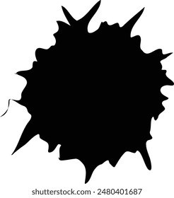 Round Black Ink Splat with Sharp Points