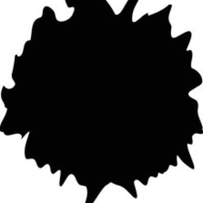 Rounded Black Ink Blot with Notched Edge