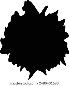 Rounded Black Ink Blot with Notched Edge