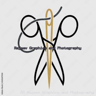Scissors And Needle Tailor Logo Icon Elegant Fashion Sewing Brand Vector Design
