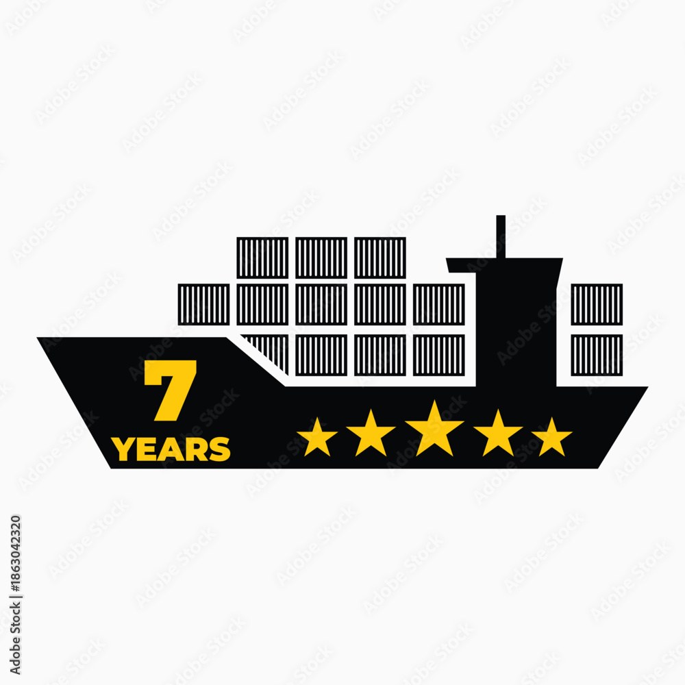 Seven Year Shipping Experience Cargo Ship Icon