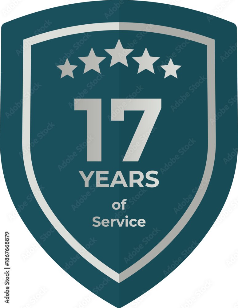 Seventeen Years Of Service Shield Badge Icon