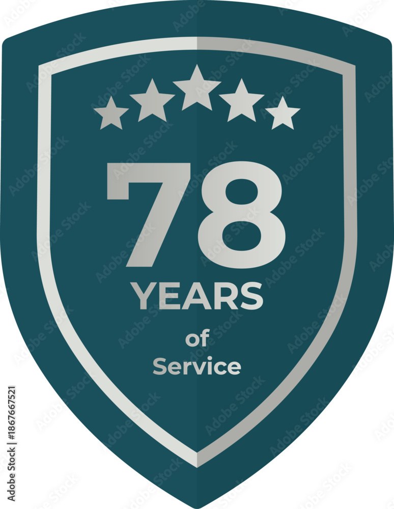 Seventy Eight Years Of Service Shield Badge Icon
