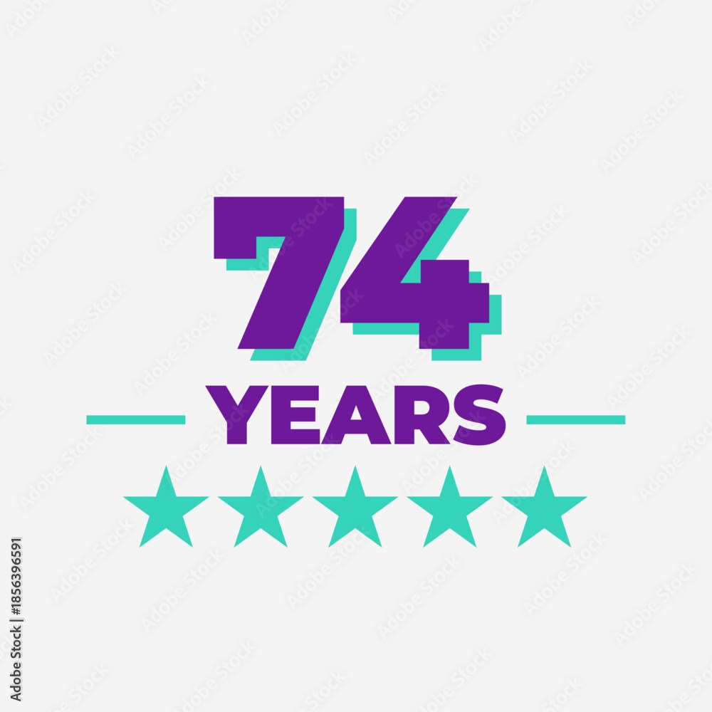 Seventy Four Years Anniversary Badge Design