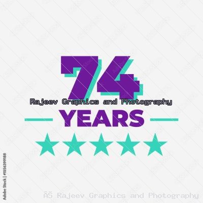 Seventy Four Years Anniversary Badge Design