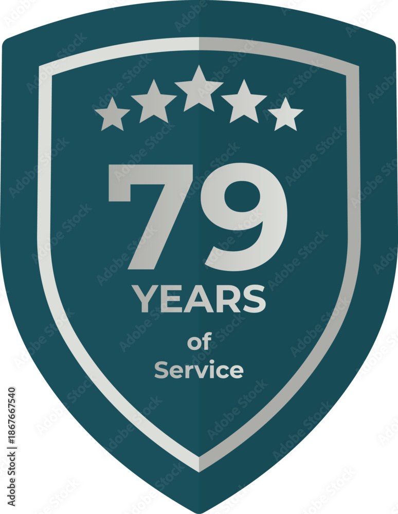 Seventy Nine Years Of Service Shield Badge Icon