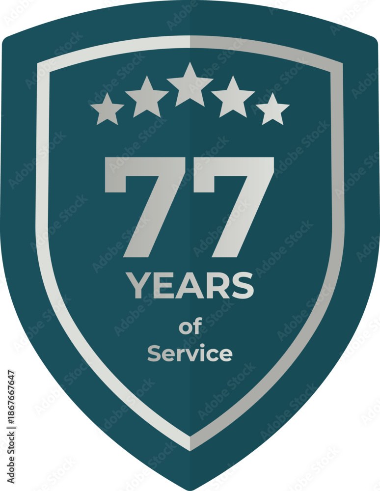 Seventy Seven Years Of Service Shield Badge Icon