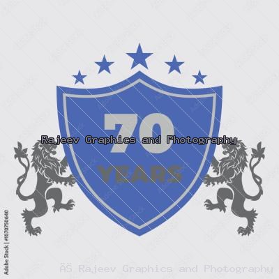 Seventy Years Of Service Lion Shield Badge Icon