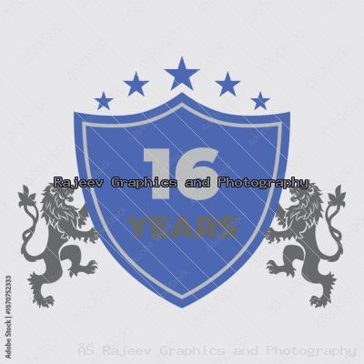Sixteen Years Of Service Lion Shield Badge Icon