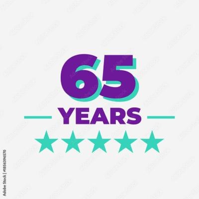 Sixty Five Years Anniversary Badge Design - find similar on Alamy
