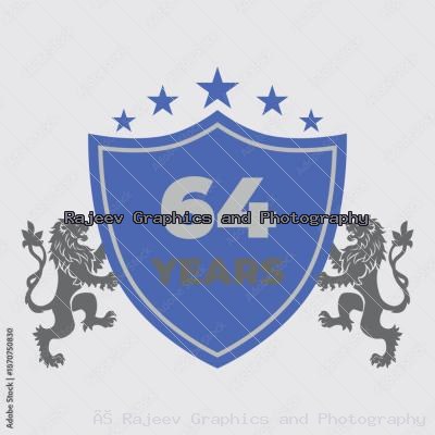 Sixty Four Years Of Service Lion Shield Badge Icon