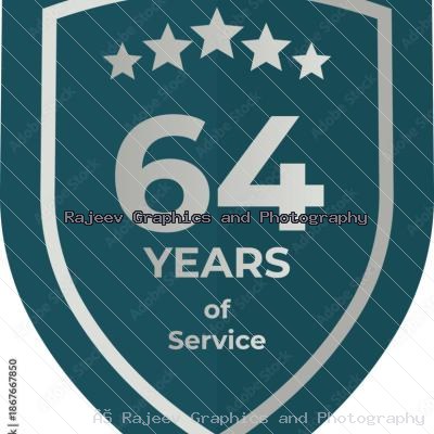 Sixty Four Years Of Service Shield Badge Icon