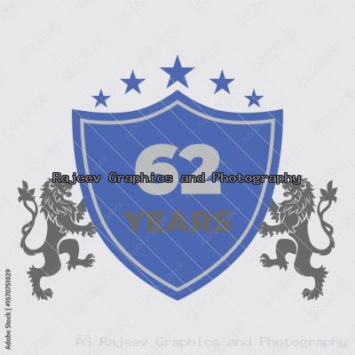 Sixty Two Years Of Service Lion Shield Badge Icon