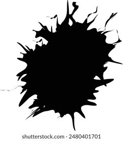 Small Round Black Ink Splatter with Spikes