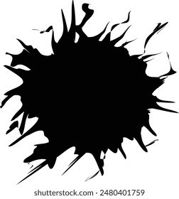 Spiky Black Ink Splatter with Thin Streaks