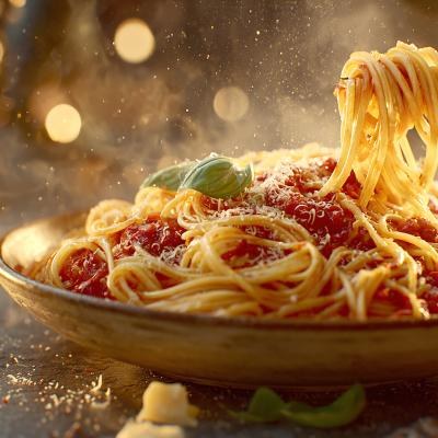Steaming Italian Spaghetti Bolognese