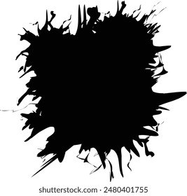 Tall Black Ink Splash with Dripping Edges