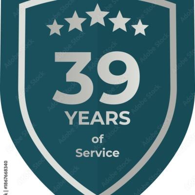Thirty Nine Years Of Service Shield Badge Icon - find similar on Dreamstime