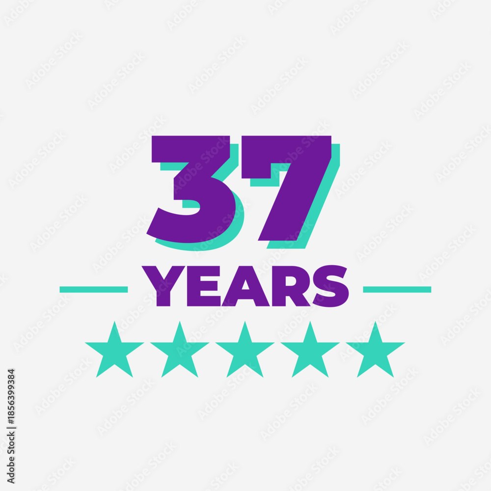 Thirty Seven Years Anniversary Badge Design