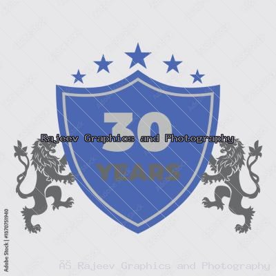 Thirty Years Of Service Lion Shield Badge Icon
