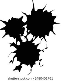 Three Separate Black Ink Splash Spots