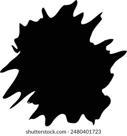 Tilted Black Ink Blot with Long Spikes