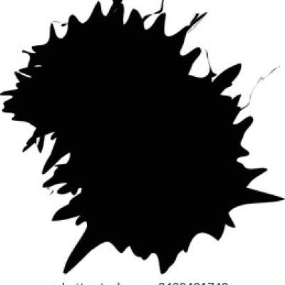 Tilted Black Ink Splash with Jagged Edges