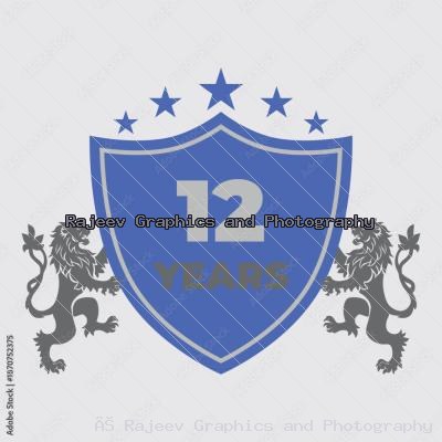 Twelve Years Of Service Lion Shield Badge Icon