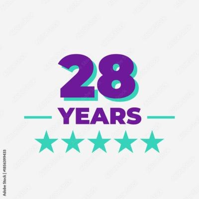 Twenty Eight Years Anniversary Badge Design - find similar on Dreamstime