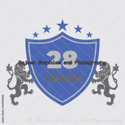Twenty Eight Years Of Service Lion Shield Badge Icon