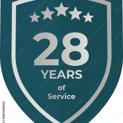 Twenty Eight Years Of Service Shield Badge Icon - find similar on Envato Elements