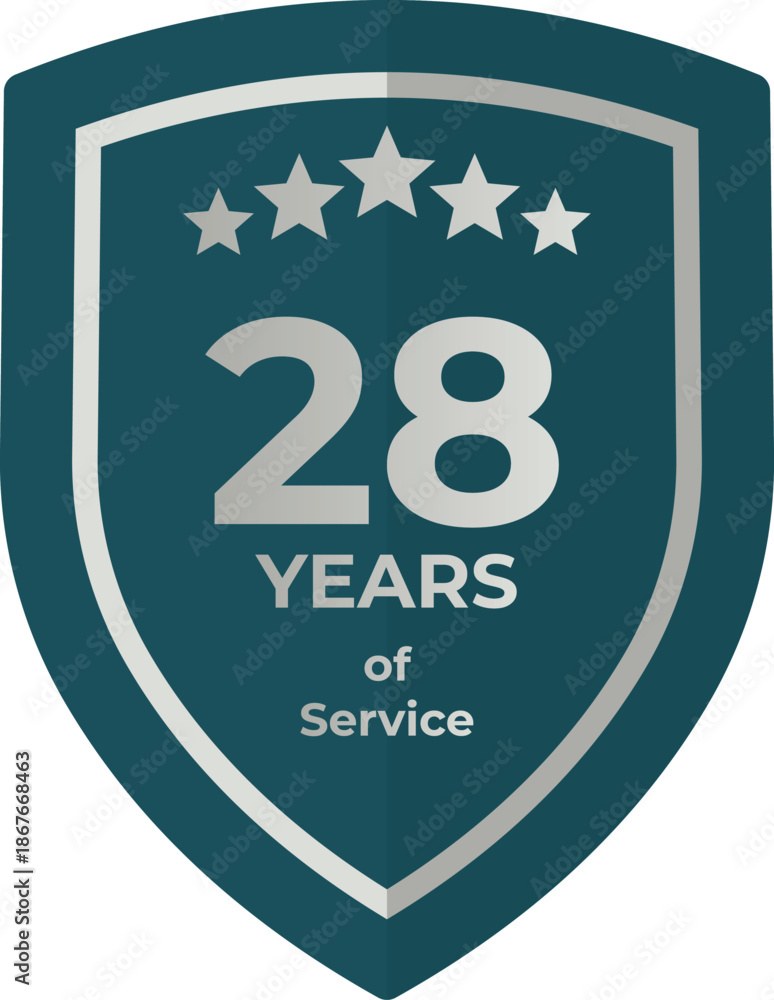 Twenty Eight Years Of Service Shield Badge Icon