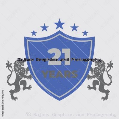 Twenty One Years Of Service Lion Shield Badge Icon