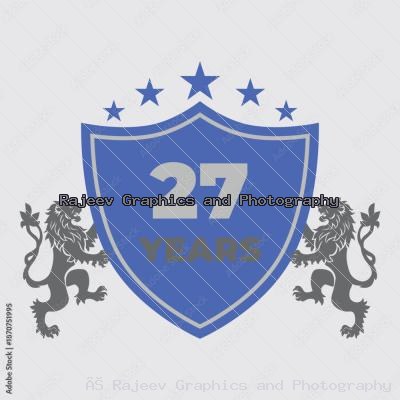 Twenty Seven Years Of Service Lion Shield Badge Icon