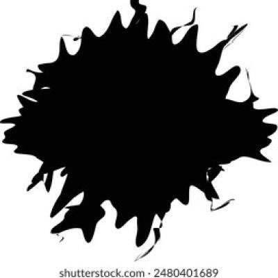 Wide Spiky Black Ink Splash with Drips
