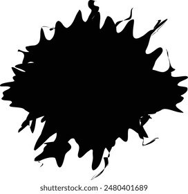 Wide Spiky Black Ink Splash with Drips