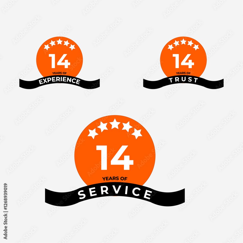 Years Badge For Fourteen