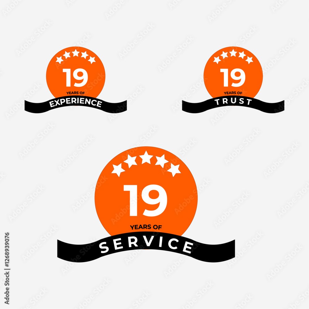 Years Badge For Nineteen