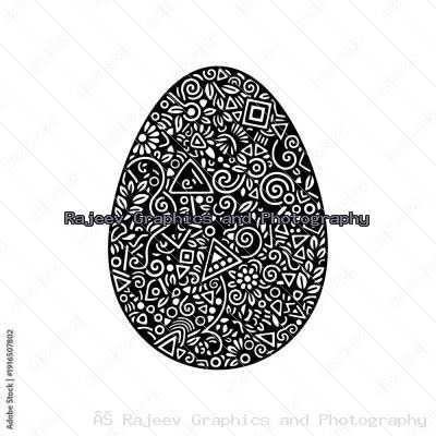 Zentangle Easter Egg Illustration Intricate Mandala Pattern For Coloring