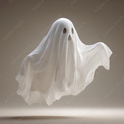 Minimal Floating White Ghost Halloween Concept
