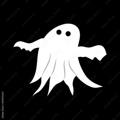 Halloween Ghost with Spread Arms White Silhouette
