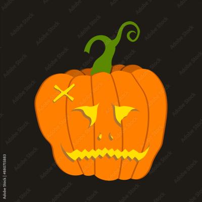 Halloween Pumpkin with X Eye and Zigzag Mouth