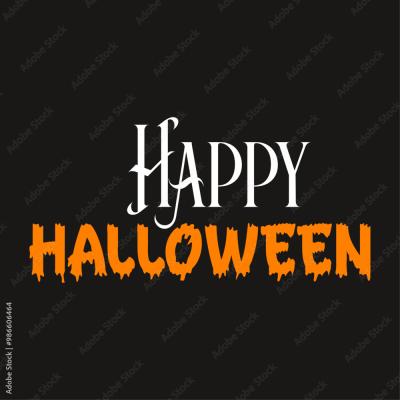 Happy Halloween Dripping Orange Text with Tall Serif Happy