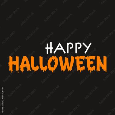 Happy Halloween Orange Drip Letters with Thin Caps